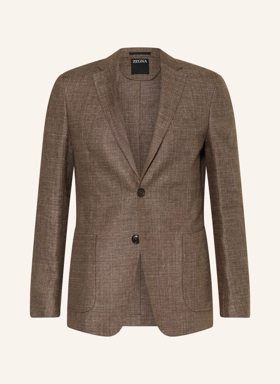ZEGNA Tweed jacket regular fit with linen BROWN