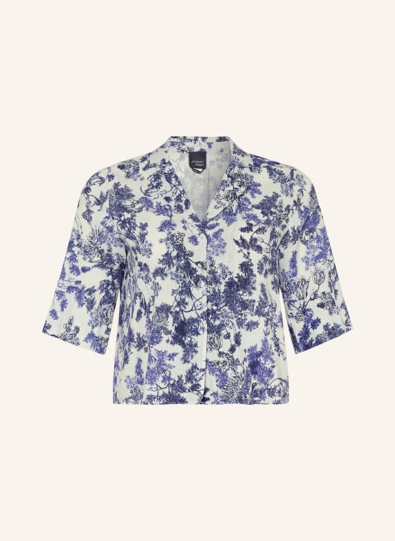 MARINA RINALDI PERSONA Shirt blouse with 3/4 sleeves WHITE/ DARK BLUE