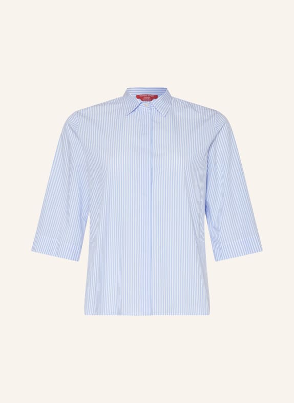 MARINA RINALDI SPORT Shirt blouse with 3/4 sleeves WHITE/ LIGHT BLUE