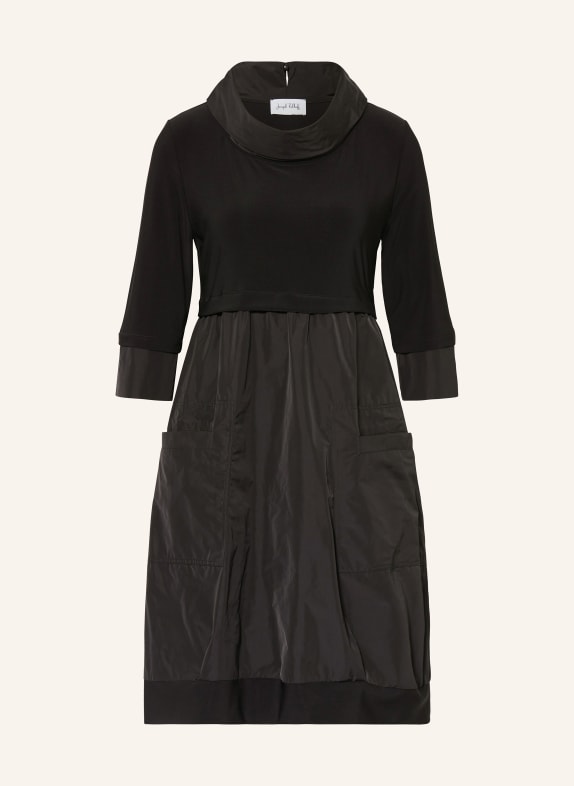 Joseph Ribkoff Dress with 3/4 sleeves in mixed materials BLACK