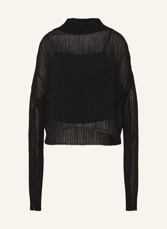 MM6 Maison Margiela Shirt blouse SHEER with pleats BLACK