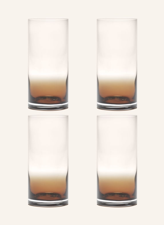 SERAX Set of 4 tall drinking glasses ZUMA DARK ORANGE/ WHITE