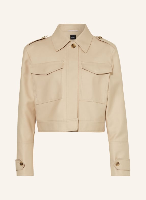 BOSS Cropped jacket JAFELI LIGHT BROWN