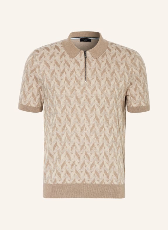 TED BAKER Strick-Poloshirt MITFORD NUDE/ WEISS/ BEIGE