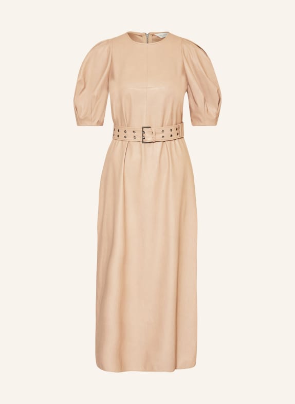TED BAKER Dress PALOWMA leather look CAMEL