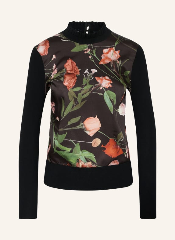 TED BAKER Shirt blouse FRASIEE in mixed materials BLACK/ GREEN/ RED