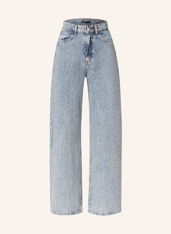 maje Straight Jeans mit Schmucksteinen BLAU