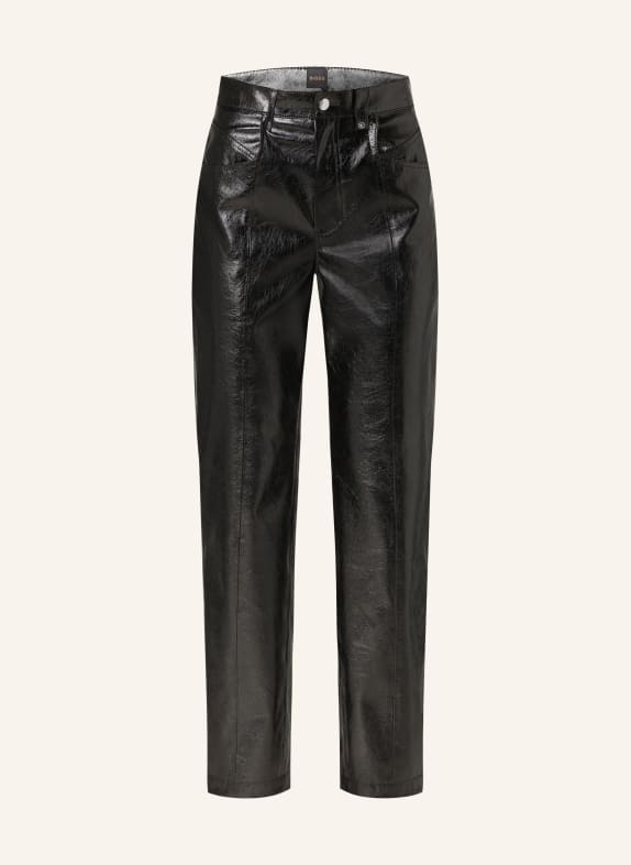 BOSS Trousers TADAS in leather look BLACK