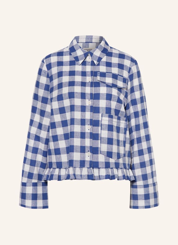 BAUM UND PFERDGARTEN Shirt blouse MILUNA with ruffles BLUE/ WHITE