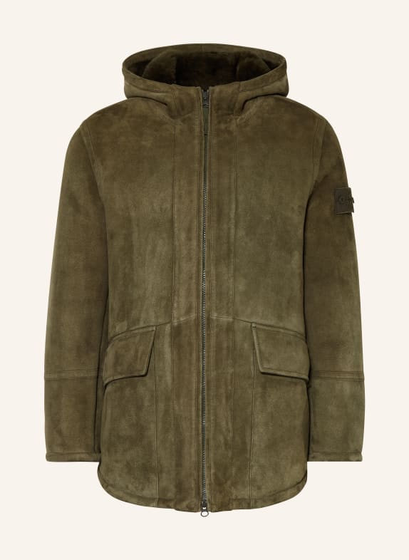 STONE ISLAND Lederjacke GHOST KHAKI