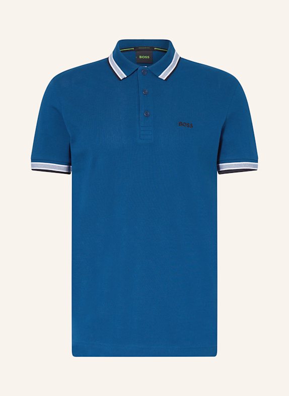 BOSS Piqué-Poloshirt PADDY CURVED Regular Fit PETROL