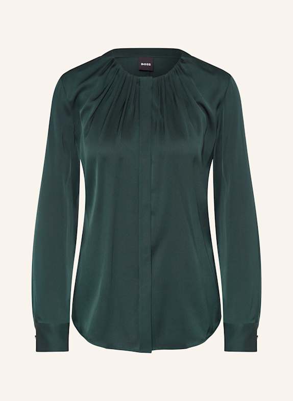 BOSS Blusenshirt BANORAH aus Seide DUNKELGRÜN