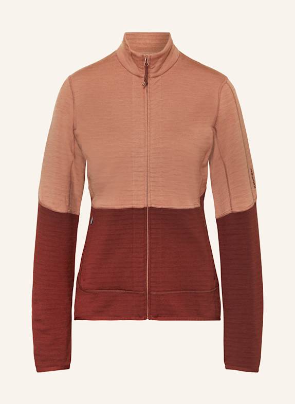 icebreaker Kurtka jako warstwa środkowa MERINO 400 REALFLEECE DESCENDER JASNOPOMARAŃCZOWY/ CIEMNOCZERWONY