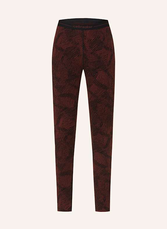 icebreaker Legginsy 260 VERTEX z wełny merino CZARNY/ CIEMNOCZERWONY