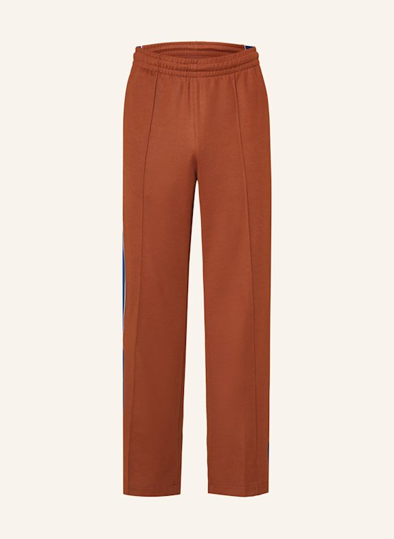 LACOSTE Tepláky s galonovými pruhy HNĚDÁ/ MODRÁ
