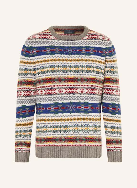 RAGMAN Sweter KREMOWY/ SZARY/ CIEMNOCZERWONY