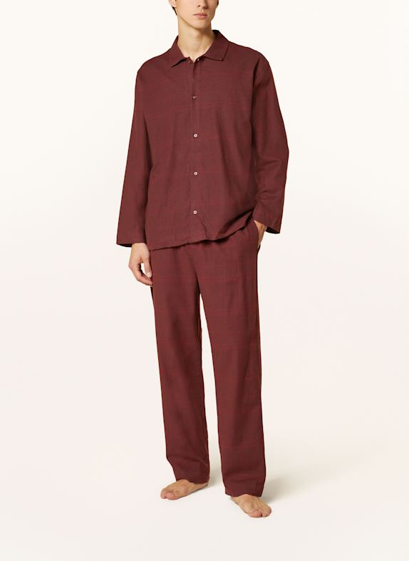 Calvin Klein Pyjama van flanel DONKERROOD / ROOD