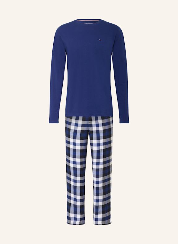 TOMMY HILFIGER Set: Schlafanzug und Hausschuhe DUNKELBLAU/ WEISS/ BLAU