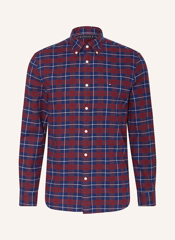 TOMMY HILFIGER Flanellhemd Regular Fit DUNKELROT/ DUNKELBLAU