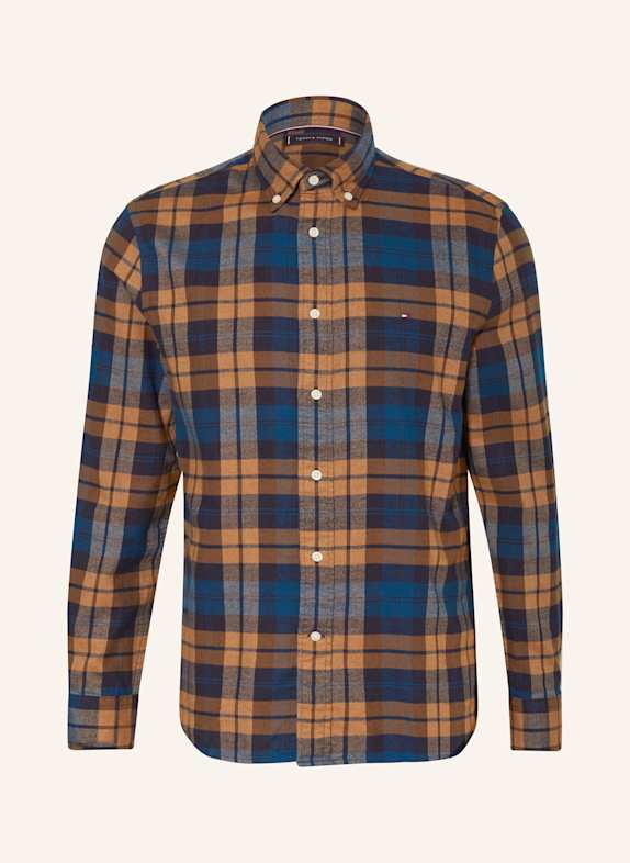 TOMMY HILFIGER Flanellhemd Regular Fit DUNKELBLAU/ BEIGE