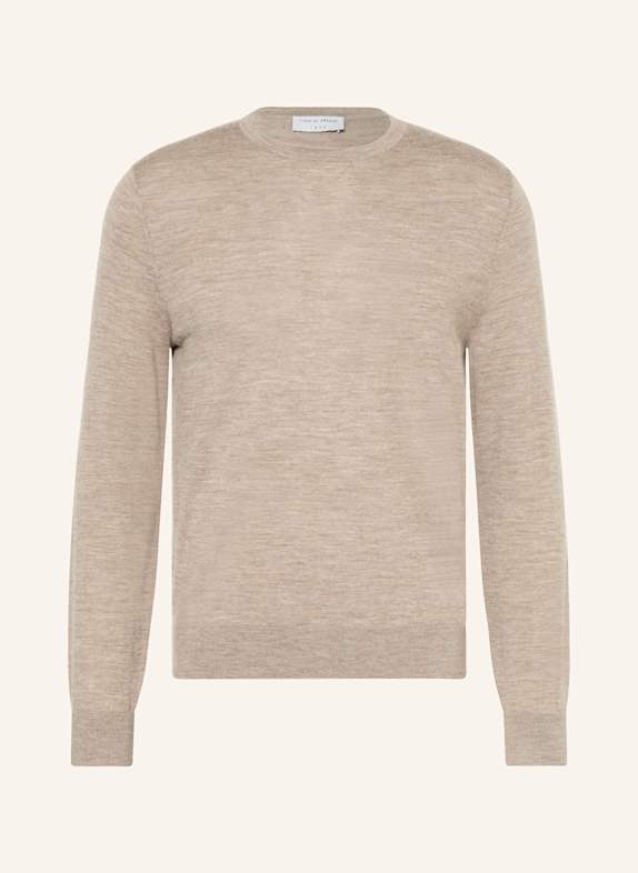 TIGER OF SWEDEN Sweter CONNOR z wełny merino BEŻOWY