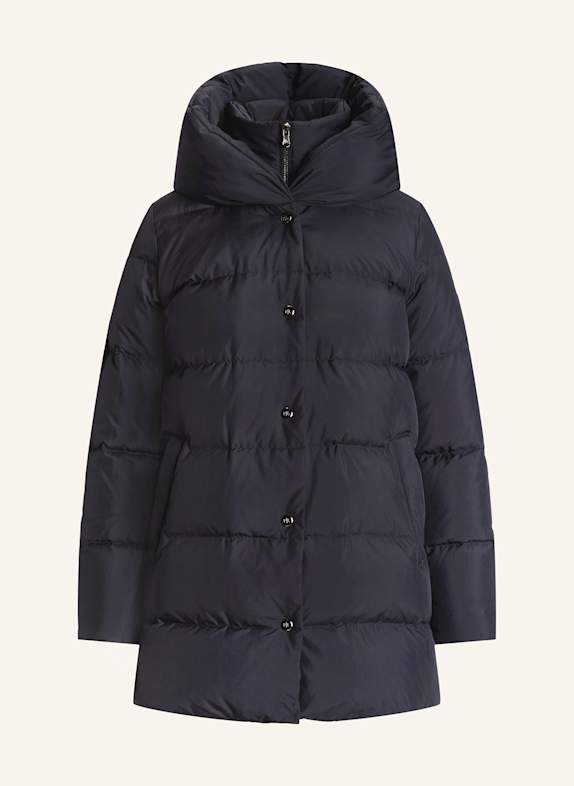 Dolce & Gabbana Péřový kabát s krycí légou TMAVĚ MODRÁ