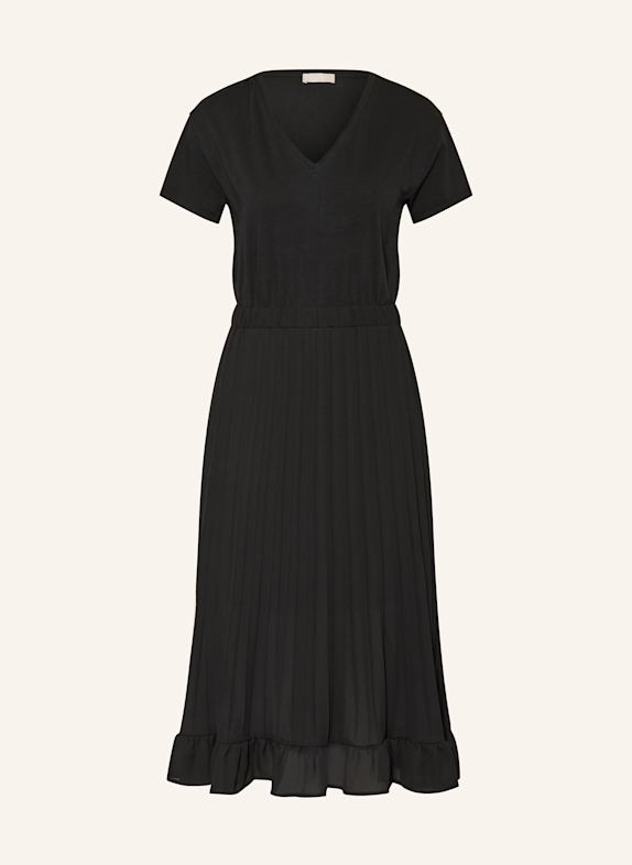 LIU JO Plisseekleid im Materialmix SCHWARZ