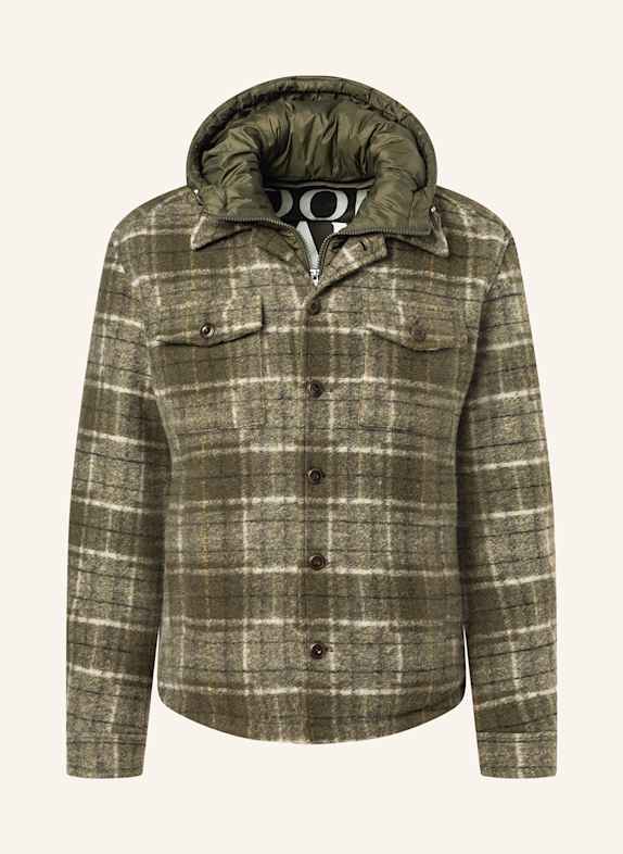 JOOP! JEANS Overjacket JULIAN z podpinką KHAKI/ KREMOWY/ CIEMNOZIELONY