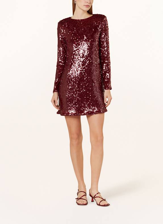 SUNCOO Cocktailkleid CARLOTA mit Pailletten DUNKELROT