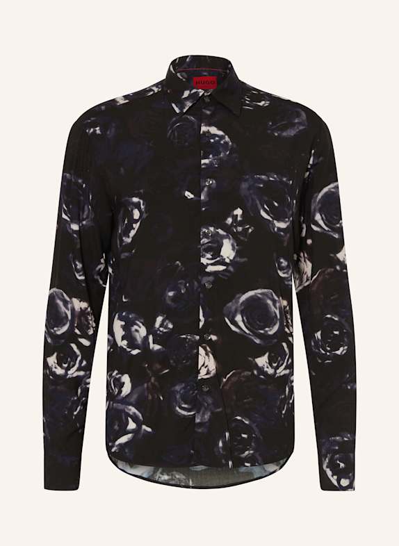 HUGO Hemd ERMO Casual Slim Fit SCHWARZ/ LILA/ ECRU