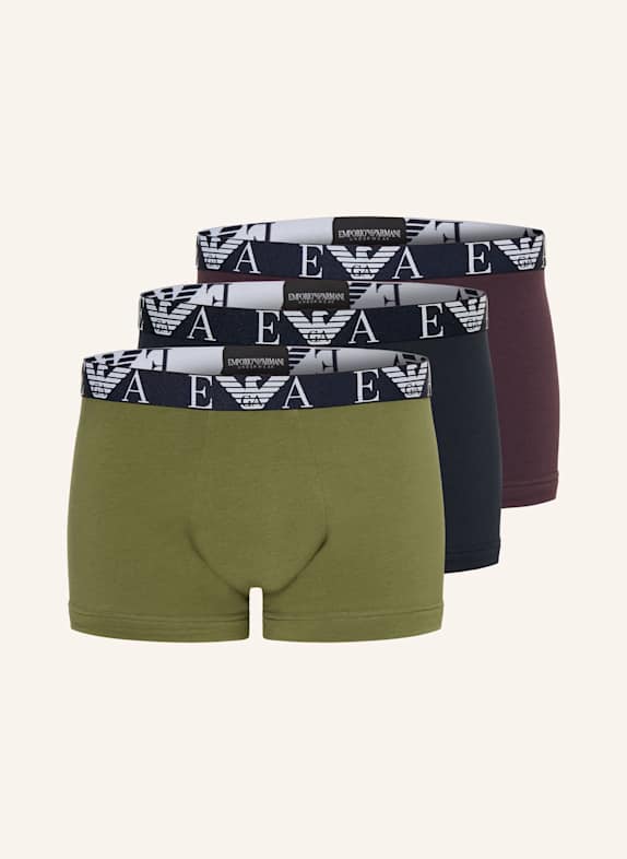 EMPORIO ARMANI 3er-Pack Boxershorts DUNKELBLAU/ OLIV/ FUCHSIA