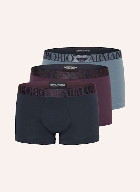 EMPORIO ARMANI 3er-Pack Boxershorts DUNKELROT/ BLAUGRAU/ DUNKELBLAU