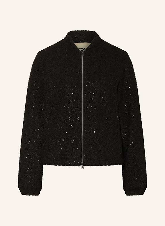 HERNO Bouclé bomber jacket with sequins BLACK