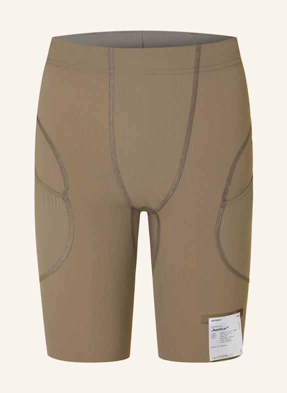 SATISFY Laufshorts JUSTICE CARGO HALF TIGHTS TAUPE