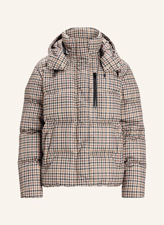 POLO RALPH LAUREN Daunenjacke mit abnehmbarer Kapuze BEIGE/ SCHWARZ/ BRAUN