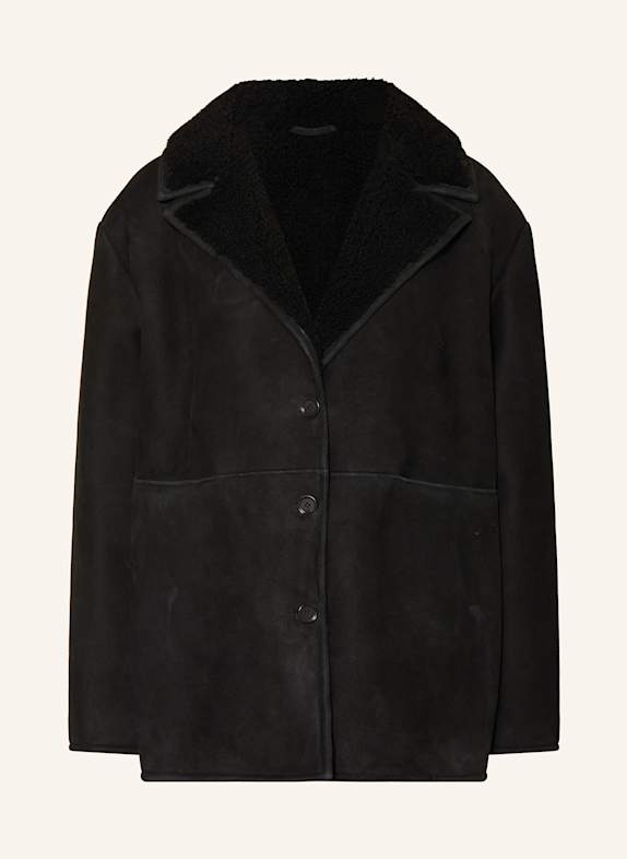 LOULOU STUDIO Ledermantel CIREBO SCHWARZ