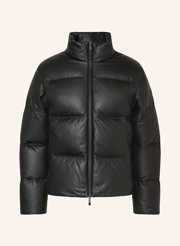 MONCLER Daunenjacke LIGONT aus Leder SCHWARZ