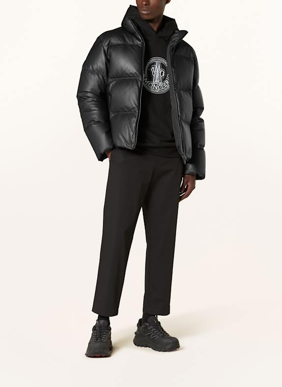 MONCLER LIGONT leren donsjas ZWART