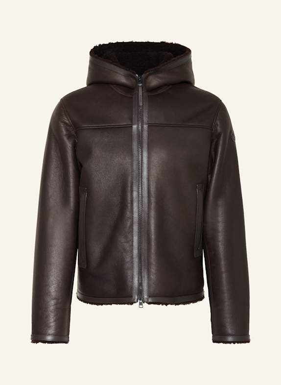 MONCLER Lederjacke CHARNASSERE DUNKELBRAUN