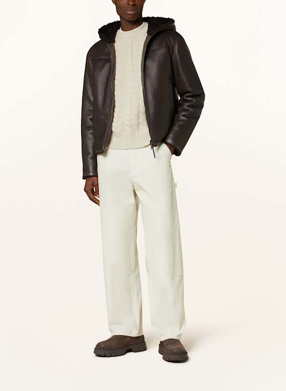 MONCLER Lederjacke CHARNASSERE DUNKELBRAUN