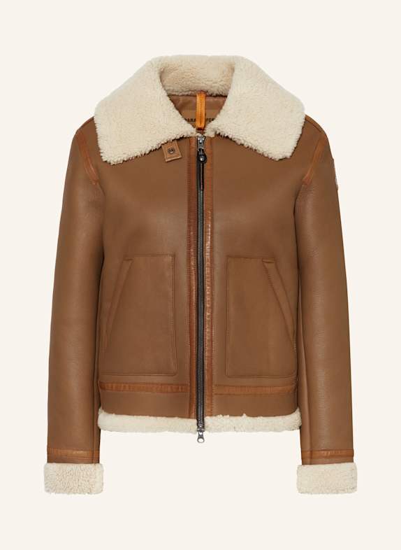 PARAJUMPERS Lederjacke GIALEAN CAMEL/ ECRU