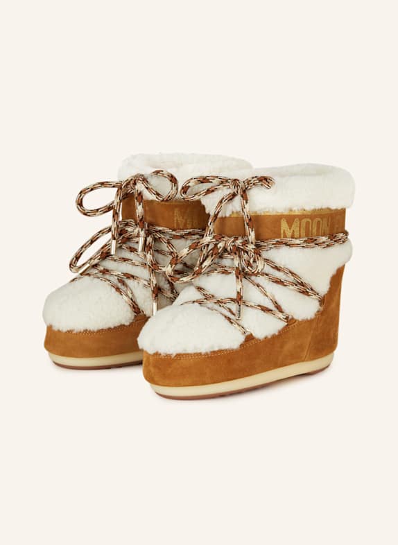 MOON BOOT Moon Boots MOON BOOT ICON LOW SHEARLING WEISS/ COGNAC/ GOLD