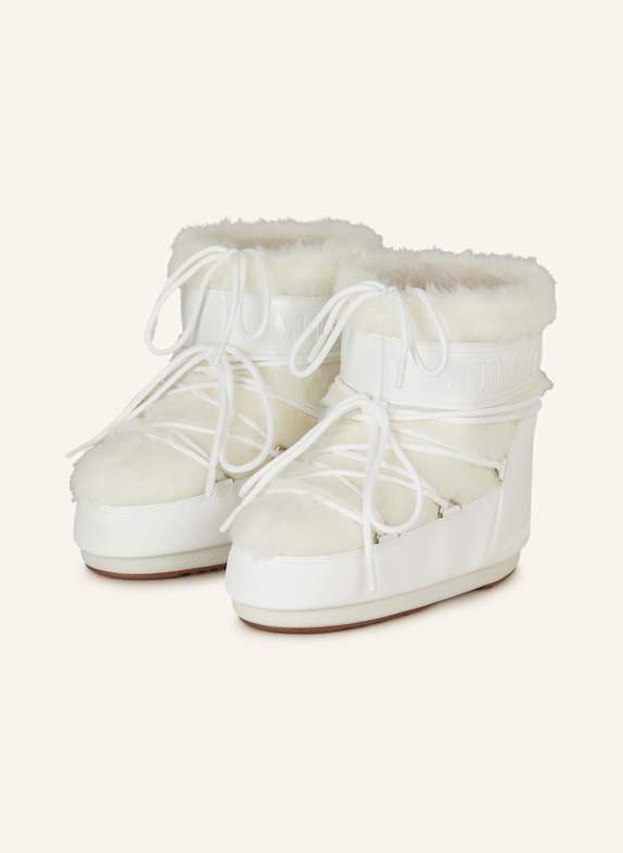 MOON BOOT Botki Moon ICON LOW FAUX FUR BIAŁY