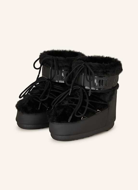MOON BOOT Botki Moon ICON LOW FAUX FUR CZARNY