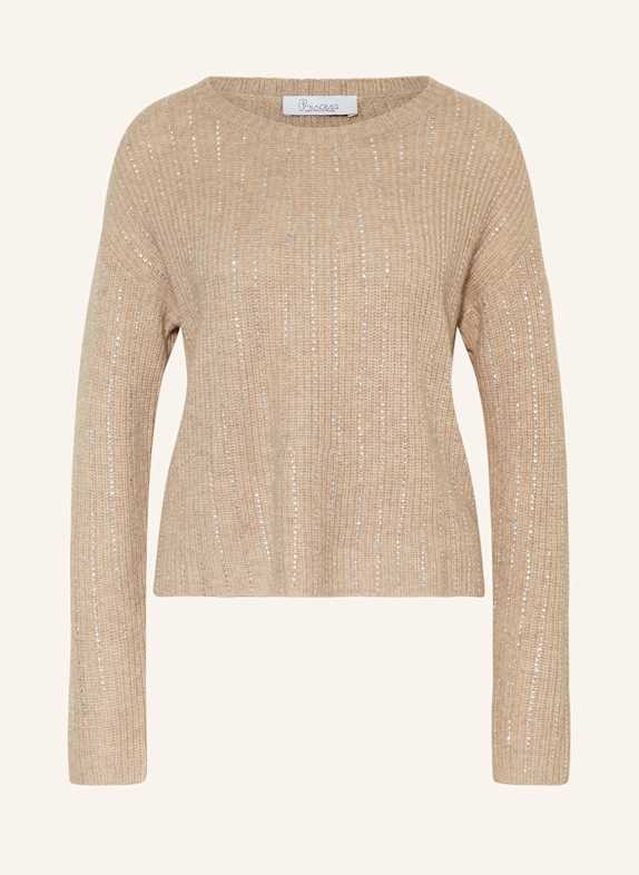 Princess GOES HOLLYWOOD Pullover mit Cashmere und Schmucksteinen HELLBRAUN