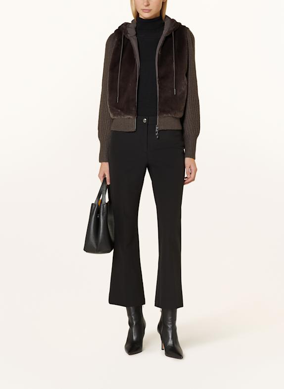 monari Kunstpelz-Jacke im Materialmix DUNKELBRAUN