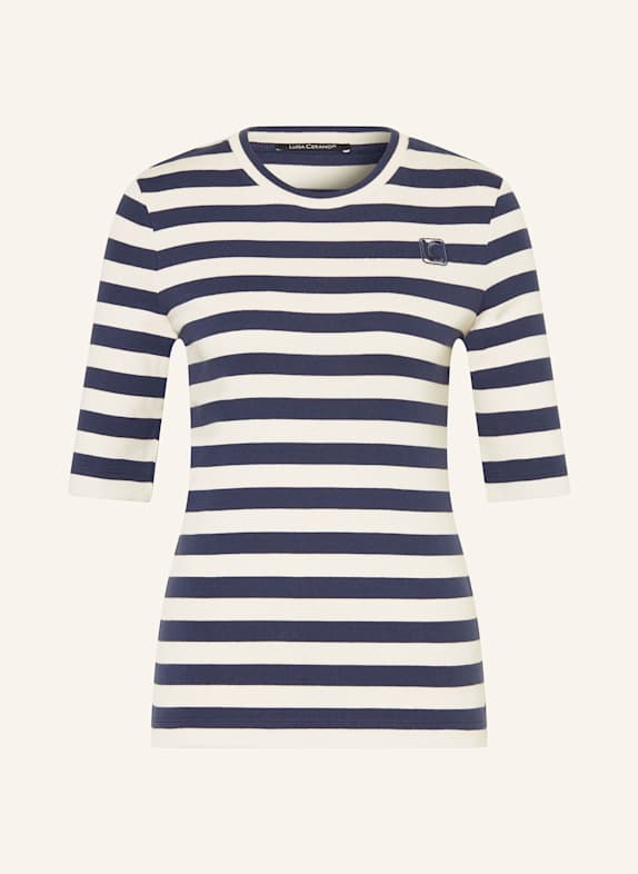 LUISA CERANO T-shirt CREAM/ DARK BLUE