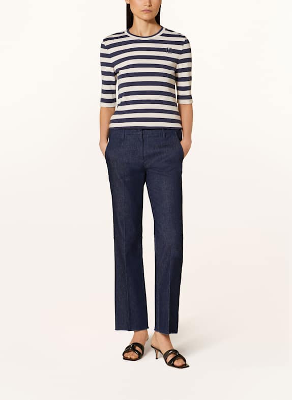 LUISA CERANO T-shirt CRÈME / DONKERBLAUW