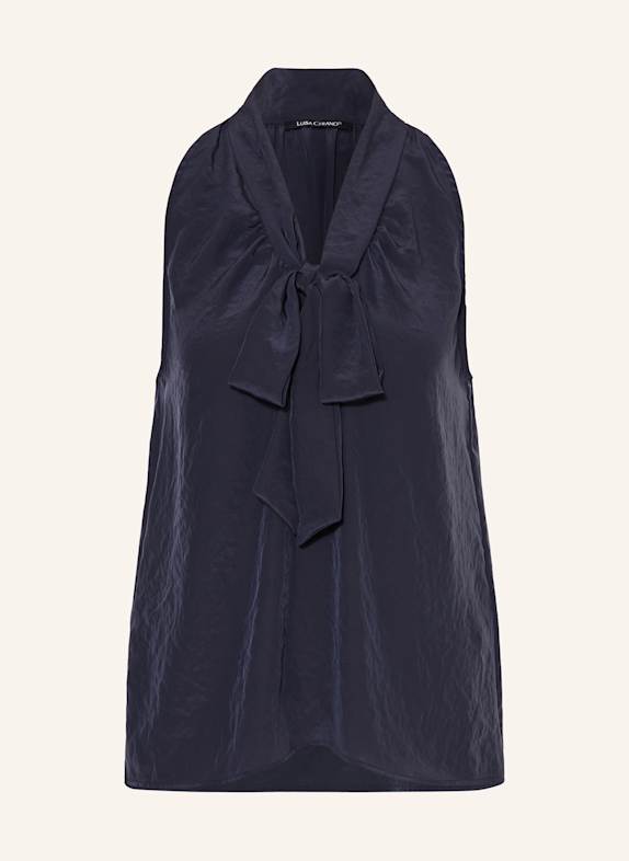 LUISA CERANO Blouse top with bow DARK BLUE