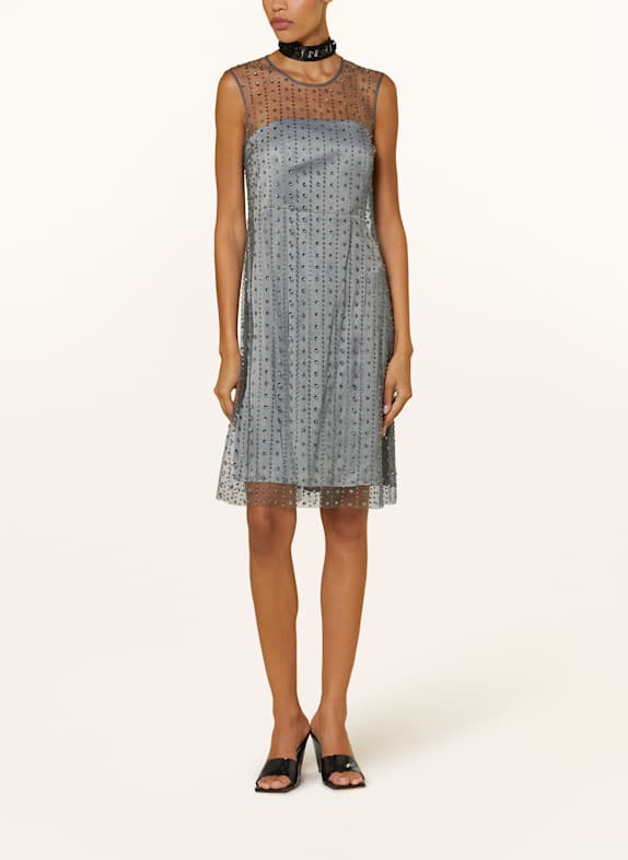 LUISA CERANO 2-in-1-Cocktailkleid mit Schmucksteinen GRAU